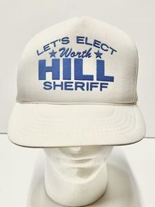 Vintage Snapback Trucker Hat Mesh Back Let’s Elect Worth Hill Sheriff White OS